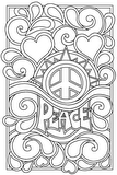 Download, print, color-in, colour-in Page 4 - Peace, Spikes, Hearts